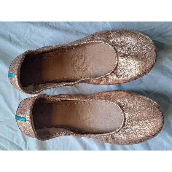 EUC Tieks By Gavrieli Metallic Bronze Italian Leather Foldable Ballet Flats Sz 8 - Picture 1 of 6